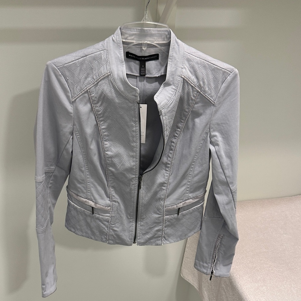 Moleskin Moto Jacket | Size 4 | Color Sterling | WHBM